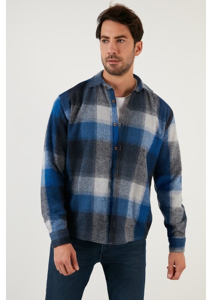 Regular Fit Ekose Desenli Pamuklu Oduncu Gömlek Erkek Gömlek 5896602