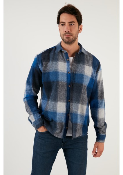 Regular Fit Ekose Desenli Pamuklu Oduncu Gömlek Erkek Gömlek 5896602