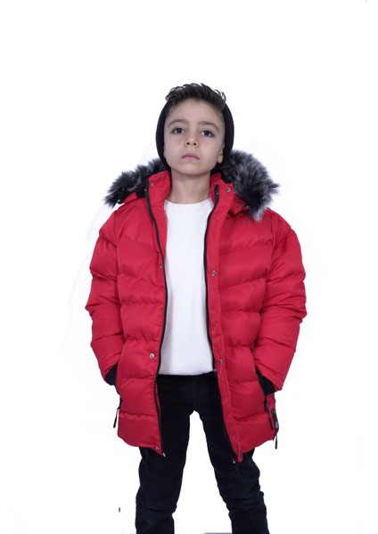 Kürklü Peluş Astarlı Çıkarılabilir Kapüşonlu Mont Erkek Çocuk Mont fiyatları