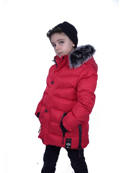 Kürklü Peluş Astarlı Çıkarılabilir Kapüşonlu Mont Erkek Çocuk Mont