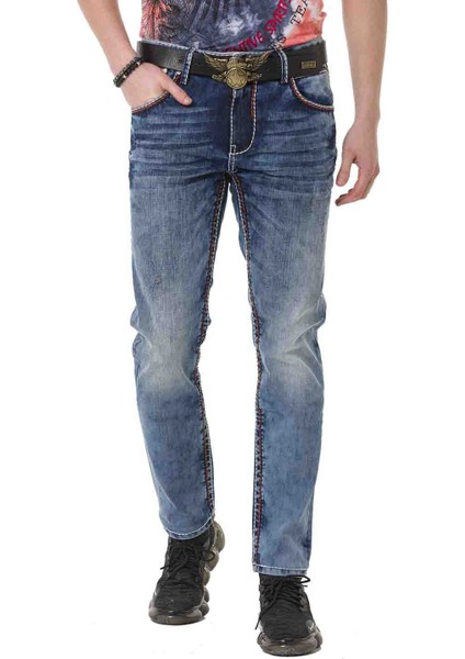 CD729 Cep Nakış Detaylı Basic Jeans Pantolon