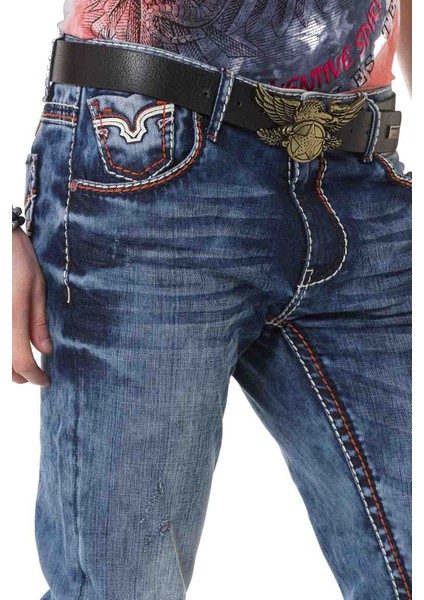 CD729 Cep Nakış Detaylı Basic Jeans Pantolon