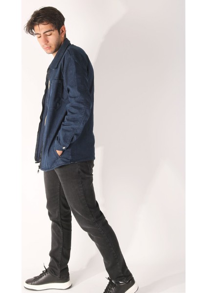 Erkek Oversize Lacivert Ince Mont modelleri