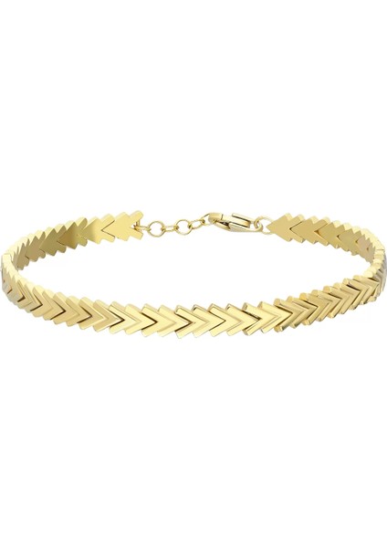 Kadın Gümüş Altın Yaldızlı V Model Bileklik