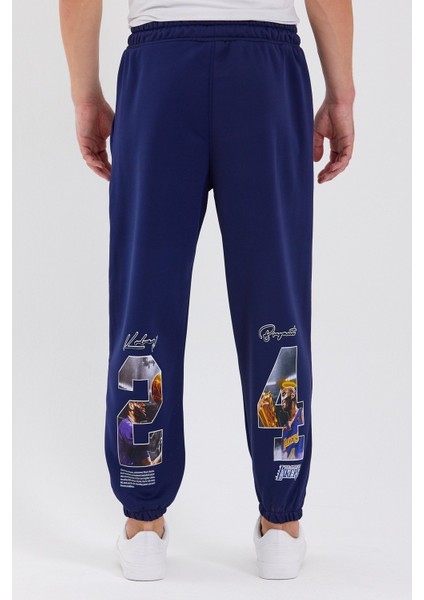 Unisex La Lakers Baskılı Lacivert Scuba Şardonlu Kumaş Oversize Eşofman Altı fırsatları