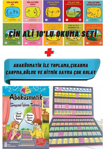 Cin Ali Hikaye Seti 10 Kitap+ Abaküsmatik (Toplama,çıkarma,çarpma,bölme ve Ritmik Sayma ) (Ciltli)