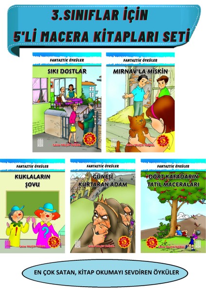 3. Sınıfların Keyifle Okuyacağı En 5'li Macera Kitabı Seti (Ciltli)