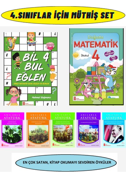 Bil Bul Öğren 4. Sınıf+Doğada Matematik 4+ Çocukların Keyifle Okuyacağı 5'li Hikaye Seti (Ciltli)