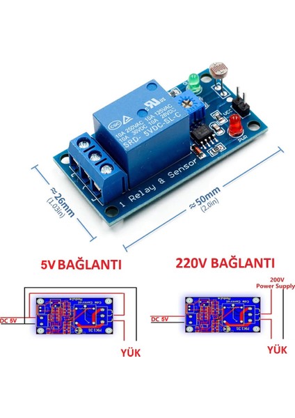 Roba 5V Ldr Işık Kontollü Röle 5V Gündüz Gece Algılayıcı Röle Kartı