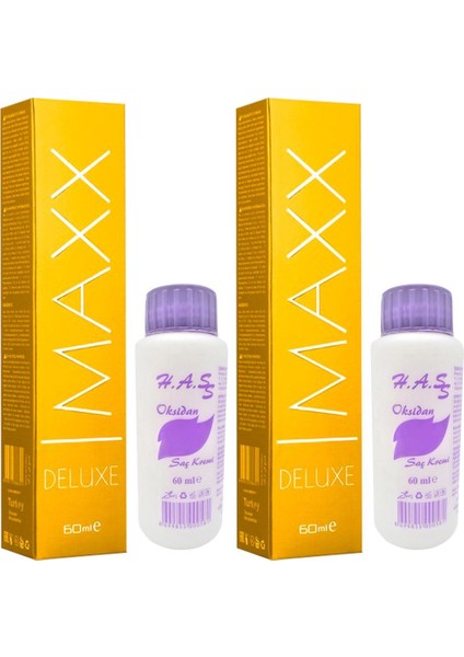 Oksidan 60 Ml.+ Maxx Deluxe Saç Boyası Fındık Kabuğu-7/3 60 Ml. (2'şer Adet)