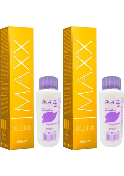 Oksidan 60 Ml.+ Maxx Deluxe Saç Boyası Açık Kumral-8/0 60 Ml. (2'şer Adet)