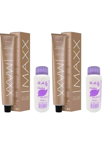 Oksidan 60 Ml.+ Maxx Deluxe Saç Boyası Koyu Kahve-3/0 60 Ml. (2'şer Adet)