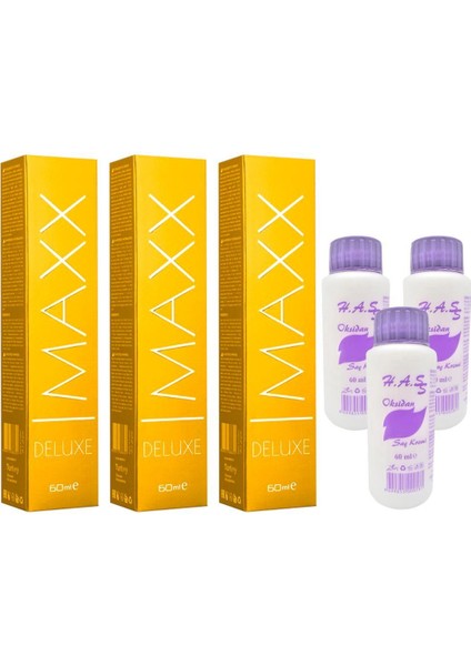 Oksidan 60 Ml.+ Maxx Deluxe Saç Boyası Platin Sarısı 10/1 60 Ml. (3'er Adet)