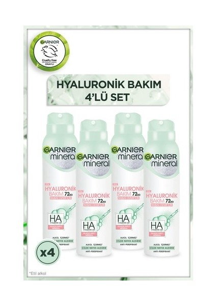4'lü Garnier Mineral Hyaluronik Bakım Deodorant Seti