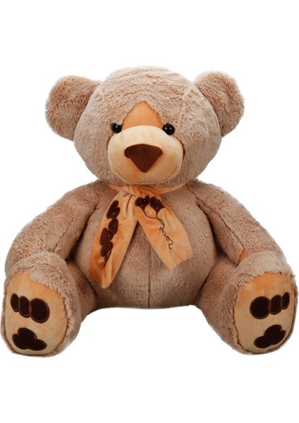 Oturan Atkılı Peluş Ayı 60 Cm. - Krem