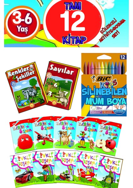 Okul Öncesi 3-6 Yaş Süper Eğitim Seti 12 Adet Kitap+Ler (Ciltli)