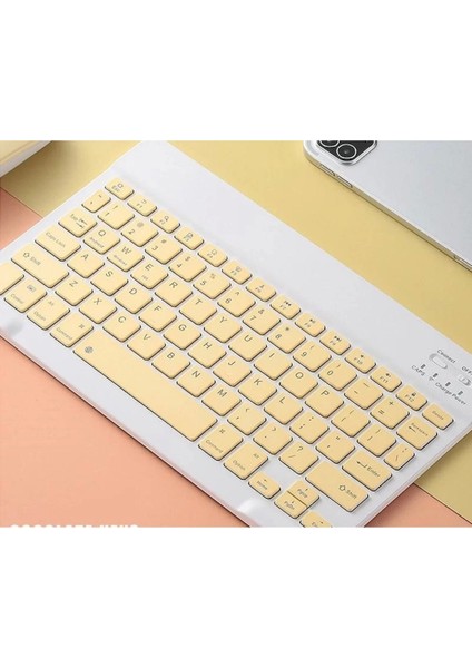 Bluetooh Wıreless Keyboard Sarı Ingilizce Q Kablosuz Klavye BK3002