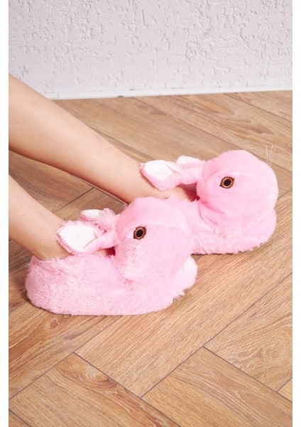 Peluş Tavşan Figürlü Yumuşacık Kaymaz ve Ses Yapmaz Tabanlı Ev Pandufu fırsatları