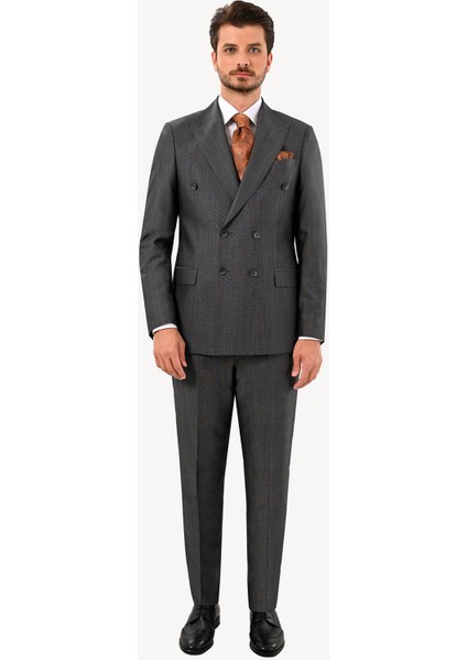 Erkek Regular Fit Kruvaze Takım Elbise