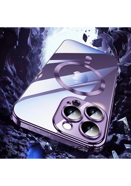 Iphone 14 Pro Max Uyumlu Kılıf Kamera Derin Korumalı Korumalı Manyetik Magsafe Renkli Şeffaf