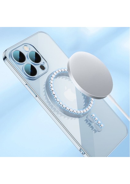 Iphone 13 Pro Uyumlu Kılıf Kamera Derin Korumalı Korumalı Manyetik Magsafe Renkli Şeffaf