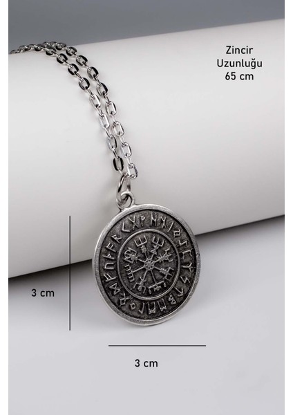 Iskandinav Vegvisir Viking Pusula Kolye Antik Gümüş Klasik Zincir fiyatları