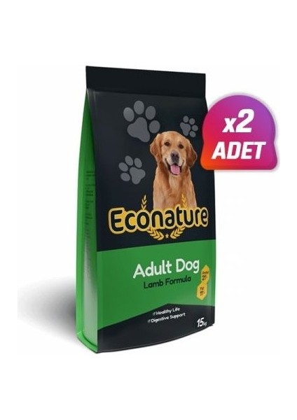 2 Adet - Econature Kuzu Etli Yetişkin Köpek Maması 15 kg