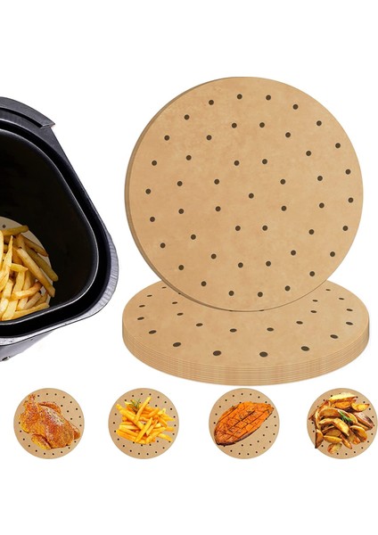Air Fryer Fritöz Pişirme Kağıdı Yuvarlak Delikli Tek Kullanımlık Kağıt 200 Adet