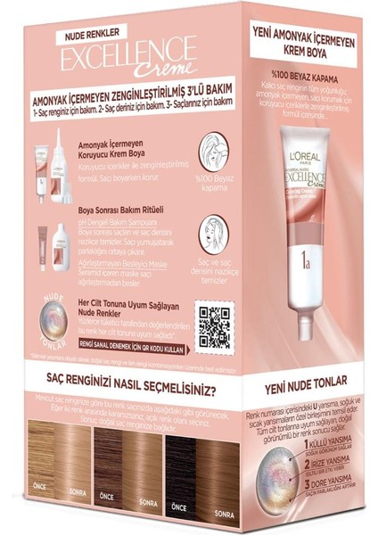 Excellence Creme 8u Nude Koyu Sarı Saç Boyası 3'lü Set