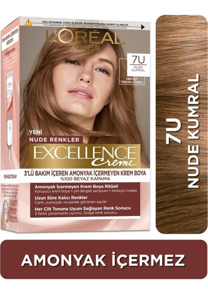 L'Oréal Paris Excellence Creme 7u Nude Kumral Saç Boyası 2'li Set