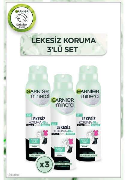 3'lü Garnier Mineral Lekesiz Koruma Deodorant Seti