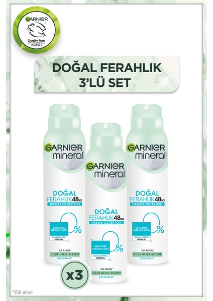 3'lü Garnier Mineral Doğal Ferahlık Deodorant Seti
