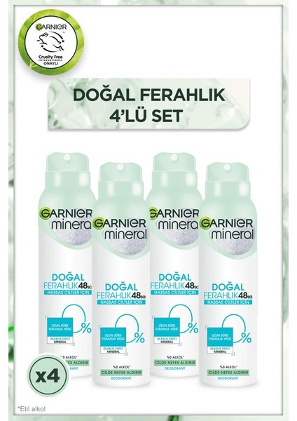 4'lü Garnier Mineral Doğal Ferahlık Deodorant Set,