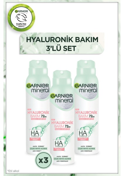 3'lü Garnier Mineral Hyaluronik Bakım Deodorant Seti