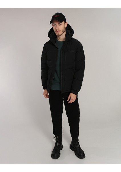 Jack & Jones Jcootto Puffer Sn Siyah Erkek Mont 12214648-Black