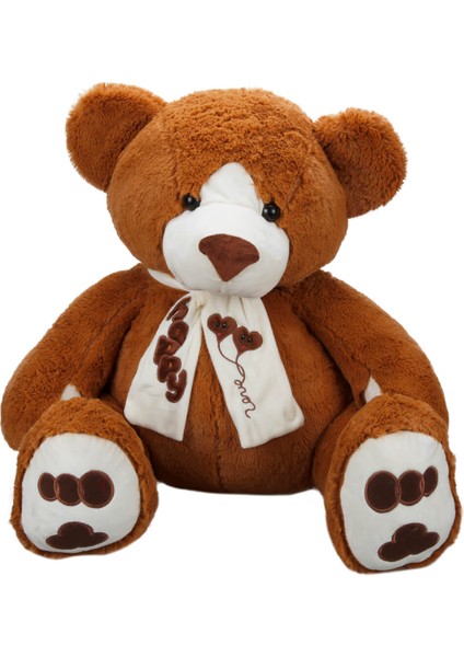 Oturan Atkılı Peluş Ayı 60 Cm. - Kahverengi