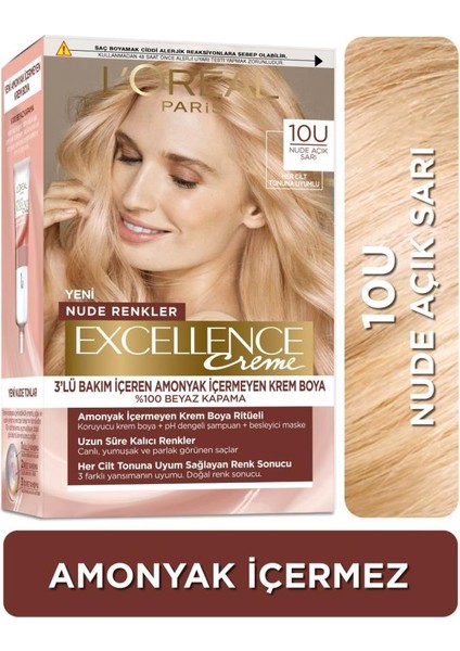 Excellence Creme 10U Nude Açık Sarı Saç Boyası 3'lü Set