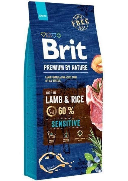 Brit Premium By Nature Sensitive Kuzu Etli Pirinçli Yetişkin Köpek Maması 15 kg