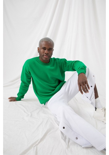 Erkek Vibe Oversize Zümrüt Yeşili Sweatshirt fiyatları
