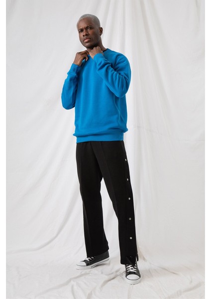 Erkek Vibe Oversize Mavi Sweatshirt