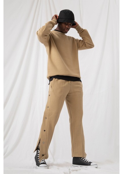 Erkek Vibe Oversize Bej Sweatshirt