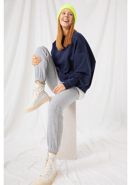 Kadın Vibe Oversize Lacivert Sweatshirt