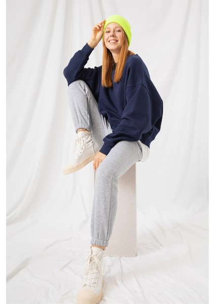 Kadın Vibe Oversize Lacivert Sweatshirt