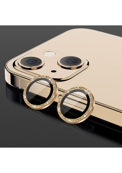 Apple iPhone 12 Diamond Kamera Koruyucu Gold