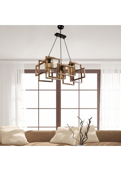 Window 3'lü Ahşap Avize