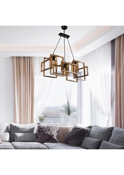 Window 3'lü Ahşap Avize