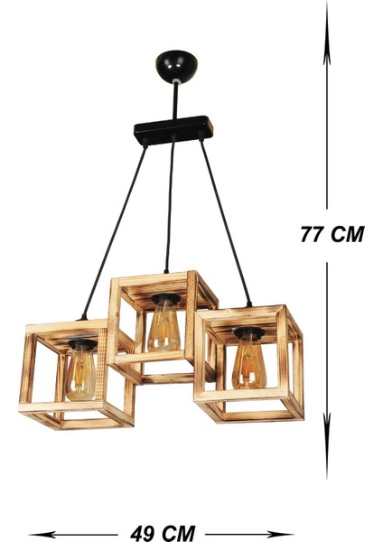 Tower 3'lü Ahşap Avize