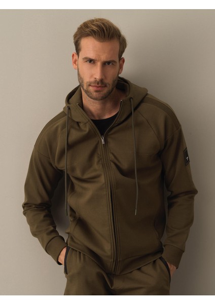 Erkek Haki Slim Fit Sweatmont