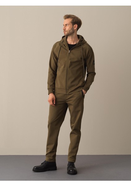 Erkek Haki Slim Fit Sweatmont modelleri
