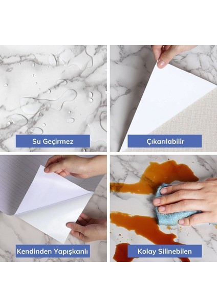 Buffer5mt x 60 cm Mermer Desenli Masa Tezgah Mutfak Su Geçirmez Yapışkanlı Folyo Sticker